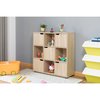 Basicwise 9 Cube Wooden Organizer With 5 Enclosed Doors and 4 Shelves, Oak QI003677O